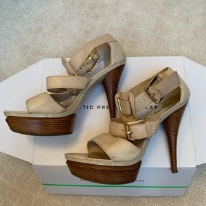 Michael Michael Kors tan platform sandal heels, 8